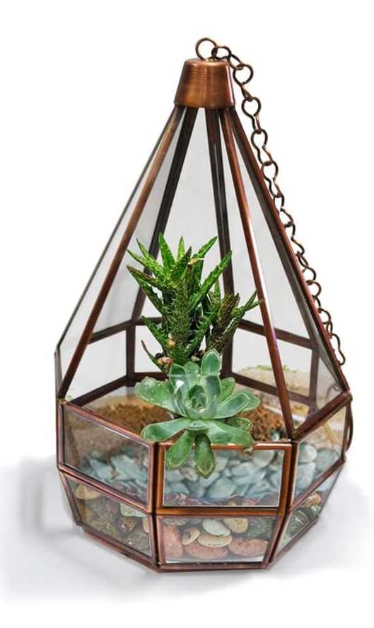 Copper Glass Hanging Terrarium Lantern AH-179 Moradabad